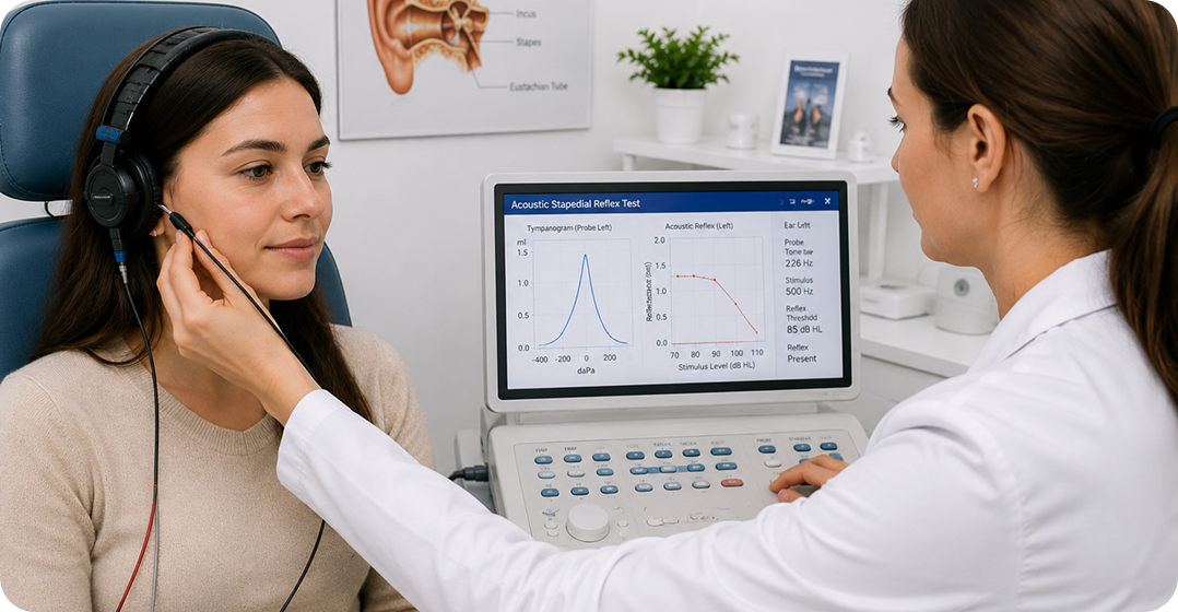 Acoustic stapedial reflex test